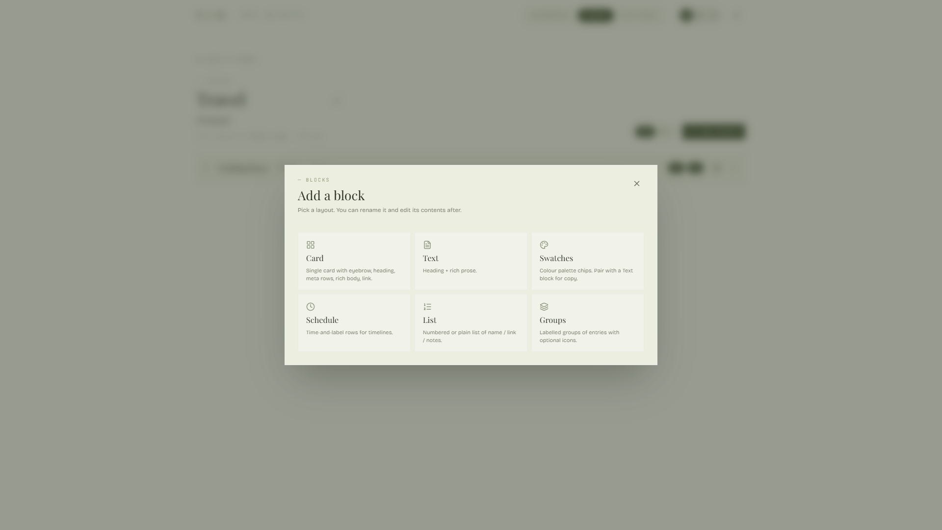 Admin · add a block